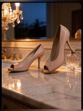 Nine West Beige Peep-Toe Stiletto Pumps